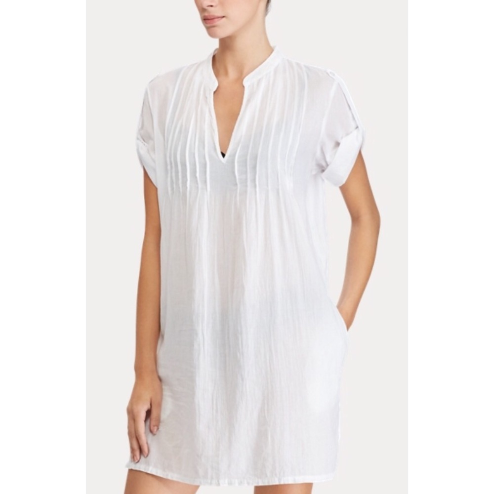 Ralph Lauren Cotton Pintuck Navy Coverup w/pockets